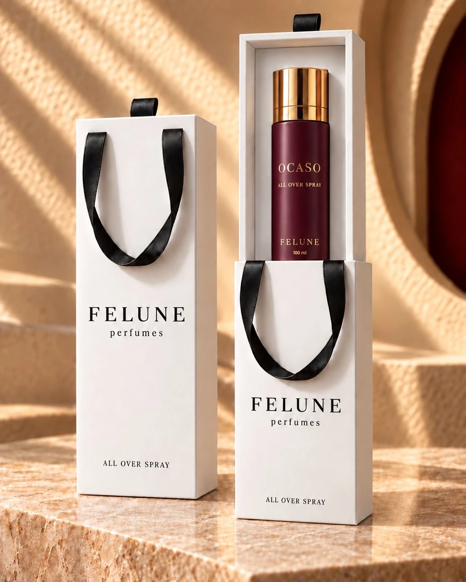 علبة Felune perfumes وبداخلها عبوة أوكاسو